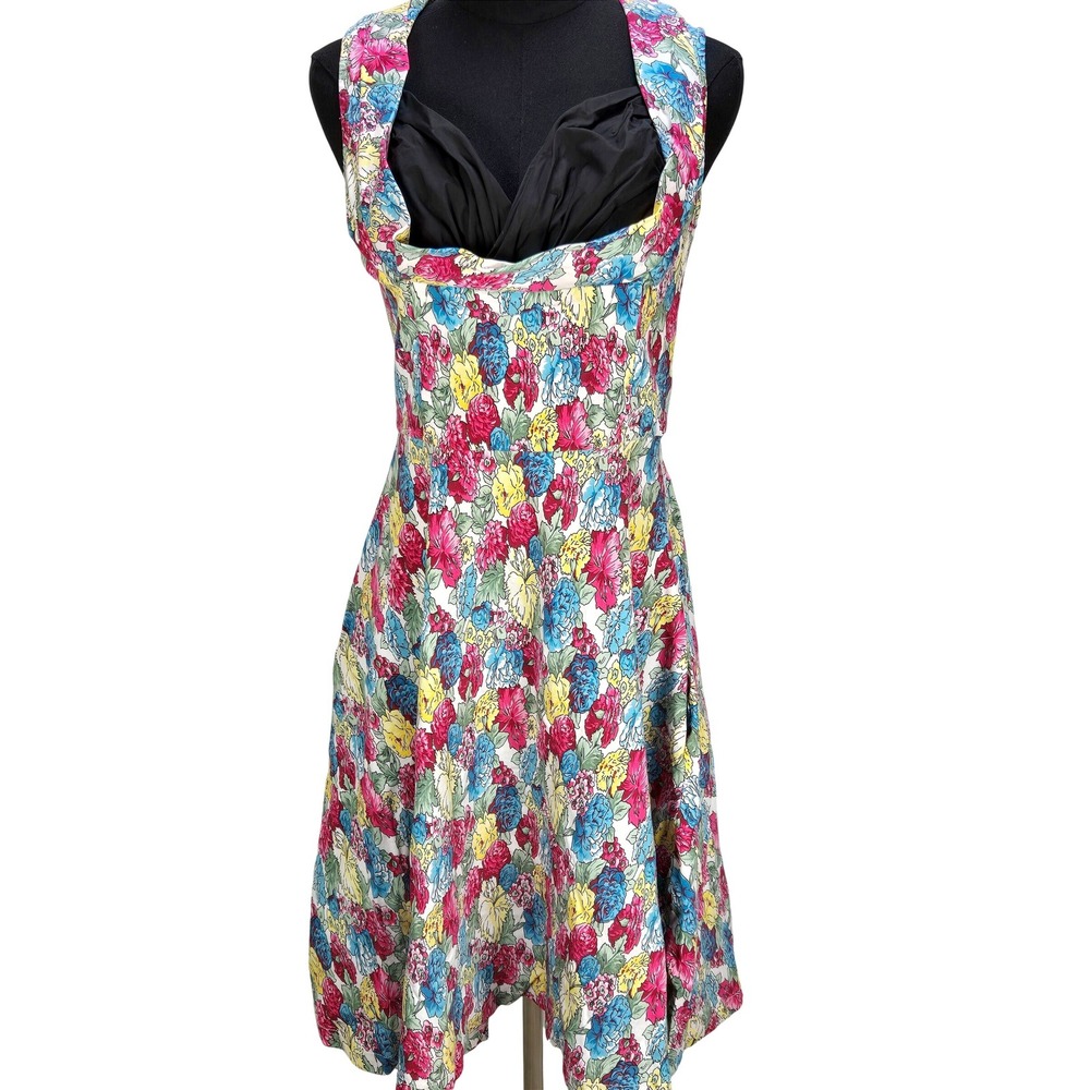 Women's‎ Lindy Bop Large Floral Fit & Flare Dress Retro Rockabilly Pinup Cottage